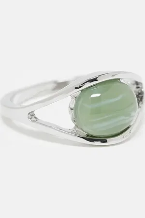 ASOS Signet ring with faux jade stone in tone