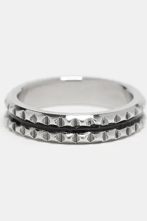 ASOS Waterproof stainless steel square textured band ring in burnished tone