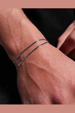 ASOS 2 pack waterproof stainless steel snake chain bracelet in tone