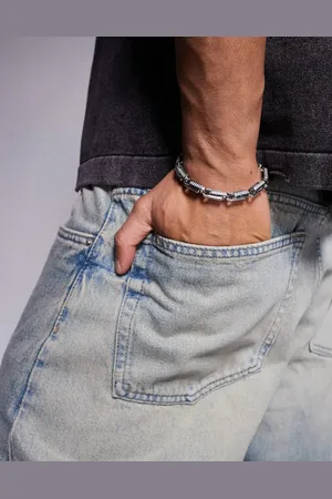 ASOS Waterproof stainless steel chunky bracelet with embossed detail in tone
