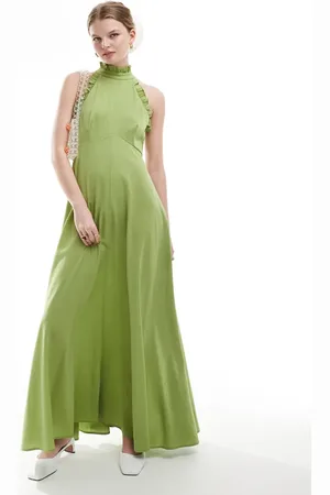 Sister Jane Frill detail maxi dress in olive