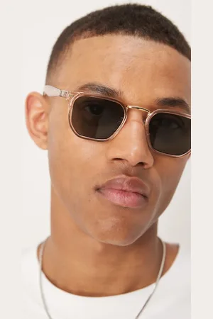 ASOS Rectangle sunglasses with crystal frame and green smoke lens