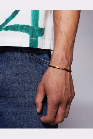 ASOS Waterproof stainless steel chain bracelet with metal beads in tone