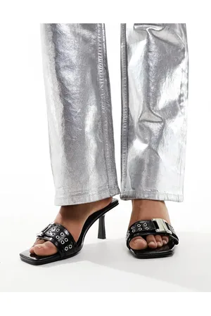 Simmi London Simmi London Bexley mid heeled mules with eyelet buckle detail in