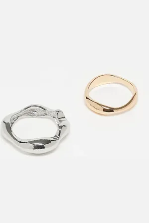 ASOS 2 pack molten metal rings in and gold tone