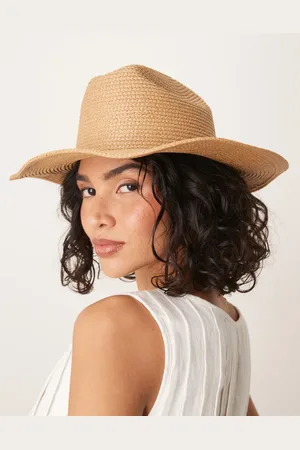 My Accessories Woven straw cowboy hat in tan