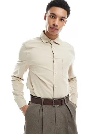 ASOS Brushed oxford regular shirt in beige