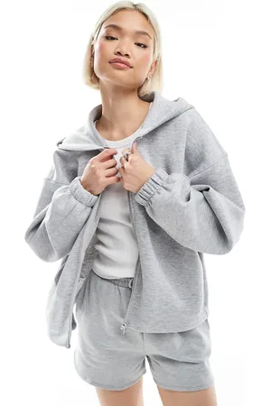 Bershka Oversized zip up hoodie in marl