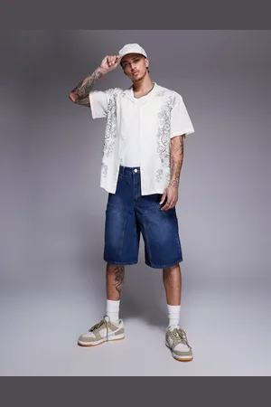 Liquor N Poker Relaxed denim carpenter jorts in mid