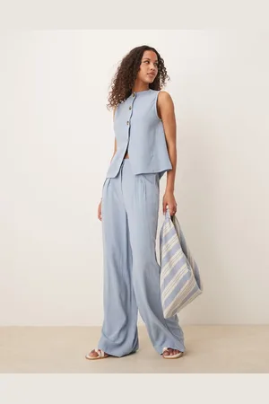 ASOS Pleat front wide leg trousers with linen co-ord in