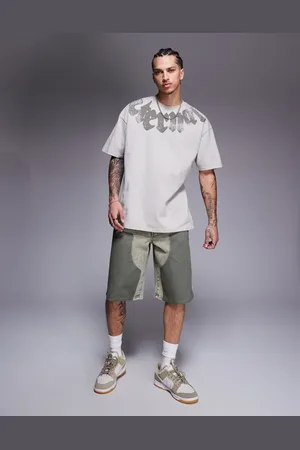 Liquor N Poker Relaxed denim carpenter shorts in khaki