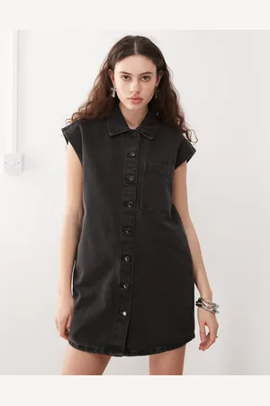 Noisy May Sleeveless denim mini dress in washed