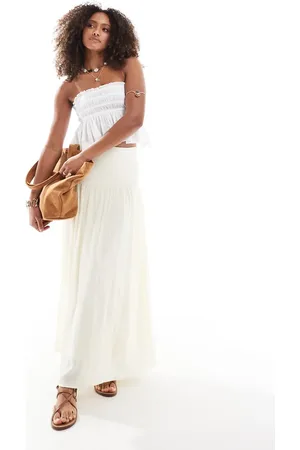 Stradivarius Drop waist midi skirt in
