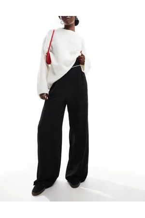 VILA High waisted dad trousers with waistband detail in
