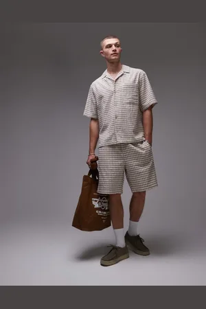 Topman Checked shorts in stone
