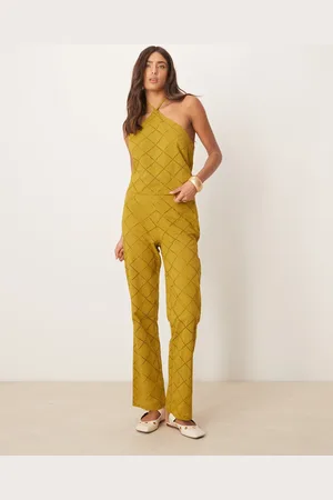 ASOS Straight leg trousers co-ord with geo cutwork in olive
