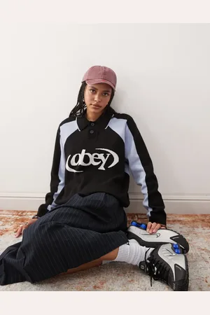 Obey Knitted logo football polo in