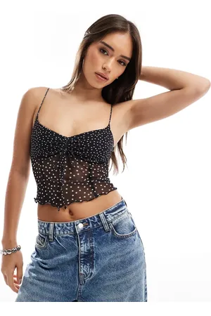 Bershka Semi sheer polka dot cami in