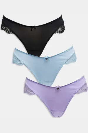 Boux Avenue Stella 3 pack satin and lace high leg thong in