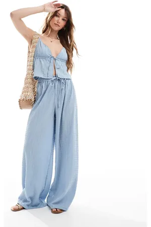 Esmée Esmee Exclusive beach textured wide leg trouser co-ord in dusty