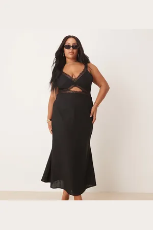 Never Fully Dressed Mimi linen cut-out midaxi dress in