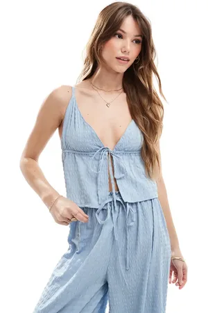 Esmée Esmee Exclusive beach textured tie front top co-ord in dusty