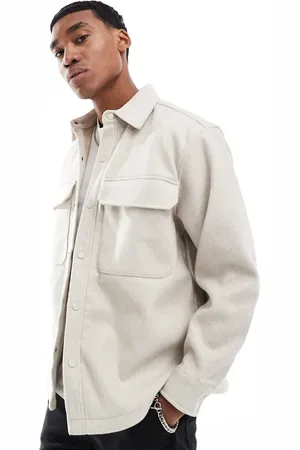 Pull&Bear Double pocket shacket in ecru