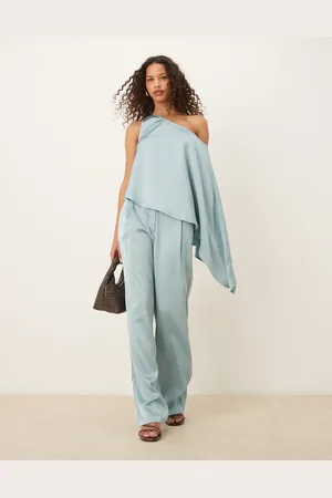 ASOS Tailored straight leg satin trousers co-ord in light