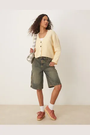 Dickies Denim carpenter jorts in indigo with yellow fade
