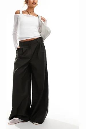 COLLUSION Wide leg baggy tailored trousers in dark khaki
