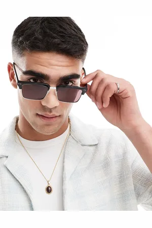 ASOS Retro sunglasses with black and frame and burgundy lens