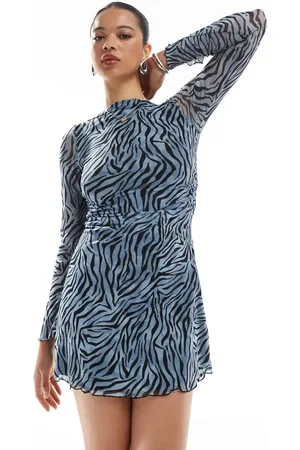 JJXX Mesh long sleeve dress in zebra print