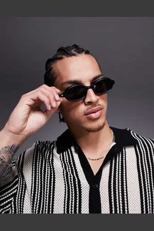 ASOS Oval sunglasses in with smoke lens