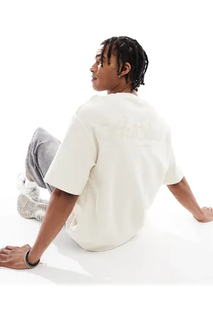 Bershka Art back printed t-shirt in stone