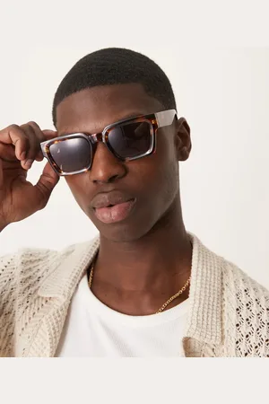 ASOS Square sunglasses with bevel frame in tortoise shell with burgundy lens