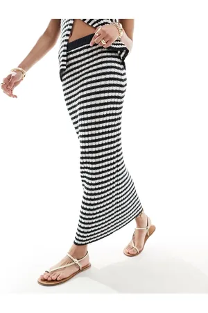 4th & Reckless Ravello knit beach skirt co-ord in navy stripe