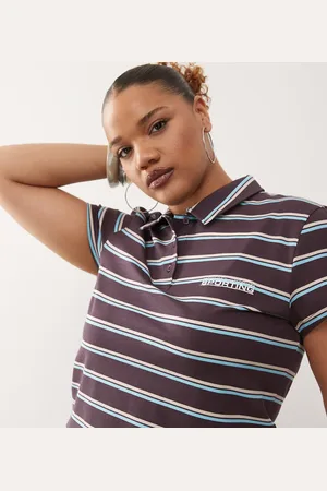 COLLUSION Plus shrunken stripe polo in
