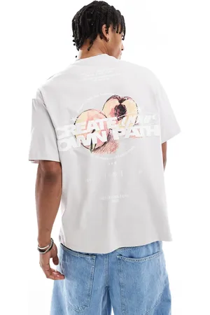 Bershka Peach back printed t-shirt in