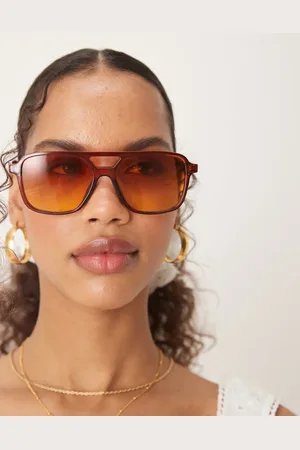 ASOS Aviator sunglasses in crystal with orange fade lens