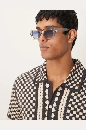 ASOS Chunky square sunglasses with milky frame and blue tint lens