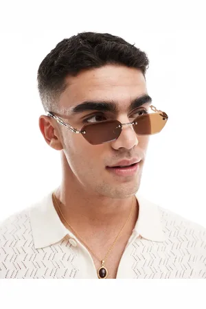ASOS Rectangle rimless sunglasses with brown lenses and temples