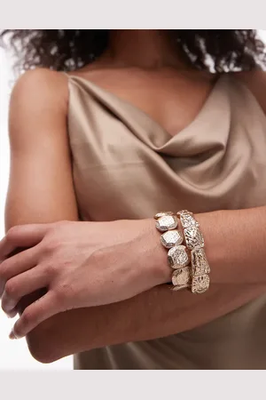 Topshop Beau 2 pack bracelets in tone