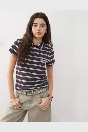 COLLUSION Shrunken stripe polo in