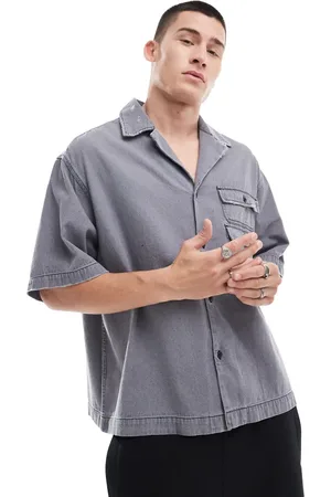 ASOS Boxy oversized revere cropped denim shirt in