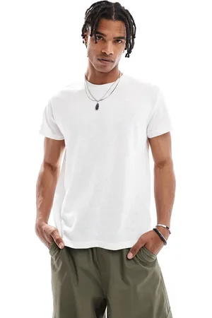 Bershka Linen look t-shirt in ecru