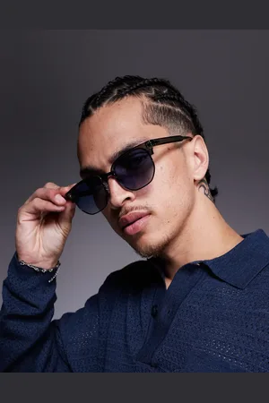 ASOS Retro sunglasses with asphalt and frame with blue gradient lens