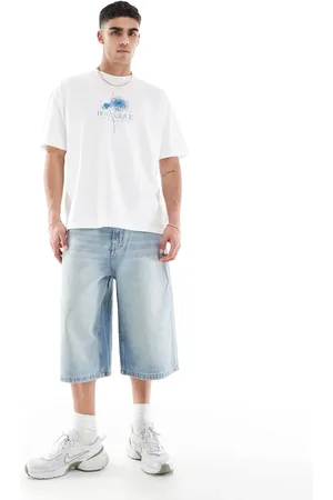 Pull&Bear Super baggy denim short in washed
