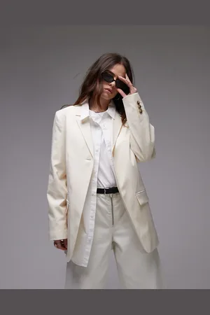 Topshop Tonic high break tailored blazer in cream