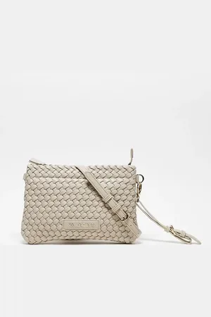 VALENTINO Valentino shantel woven clutch bag with crossbody strap in cream