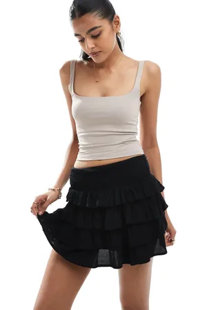 Bershka Tiered mini skirt in